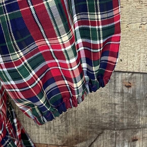 LDT Rachel Plaid Round Neck 3/4 Puff Sleeve Ruffled Poof Waistless Dress SIze 6 - Picture 4 of 12